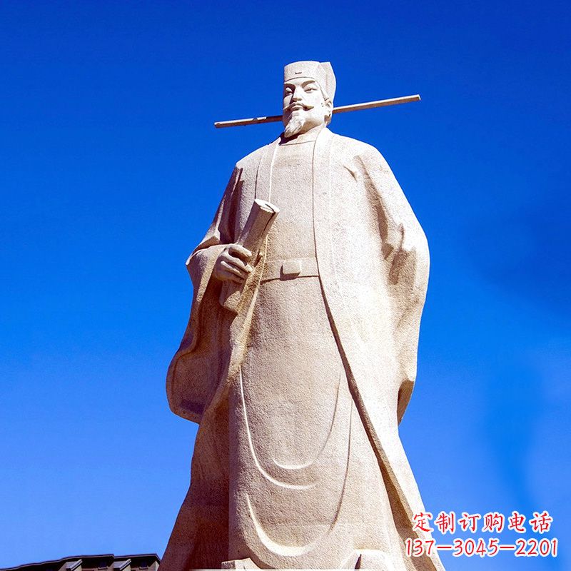 西安景区园林欧阳修大型砂岩雕像-中国历史文化名人著名文学大家
