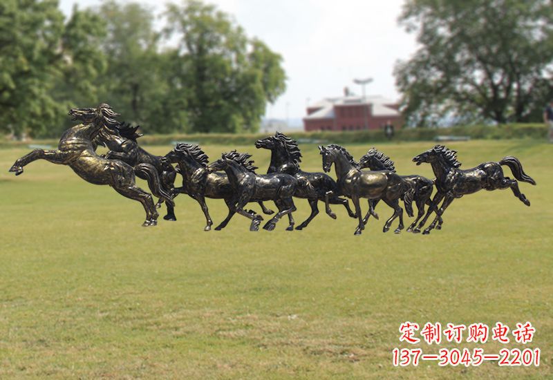 西安八骏图八匹马群铜雕