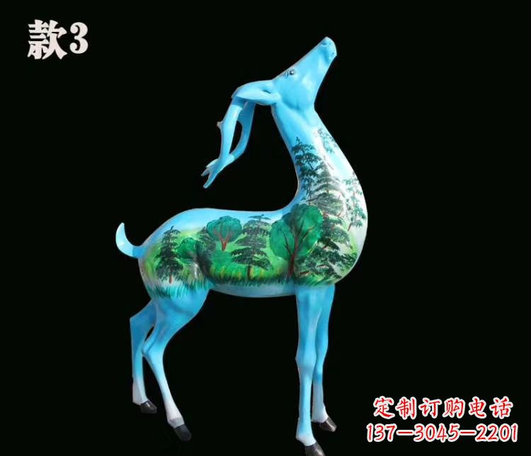 西安玻璃钢彩绘艺术小鹿雕塑精美的艺术品
