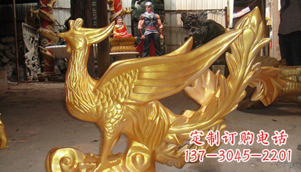 西安玻璃钢凤凰仿铜动物雕塑