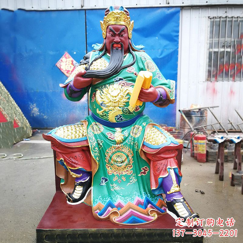 西安关圣雕塑玻璃钢彩绘之美