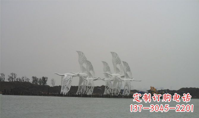 西安不锈钢白鹭动物雕塑美丽的艺术作品