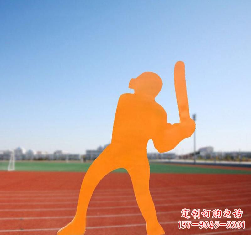 西安不锈钢棒球运动人物雕塑