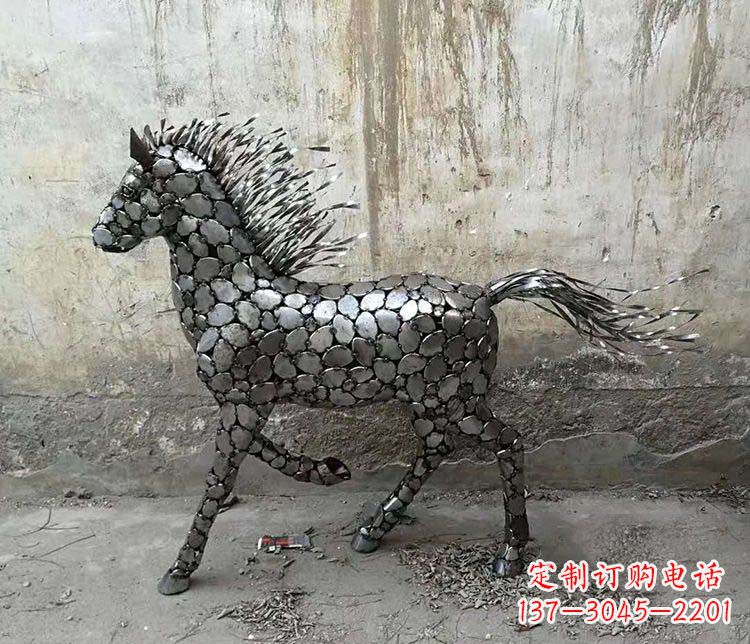 西安不锈钢奔马动物雕塑