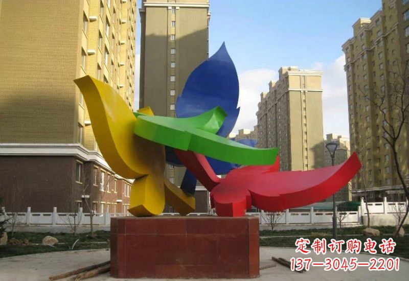 西安不锈钢彩色抽象树叶雕塑