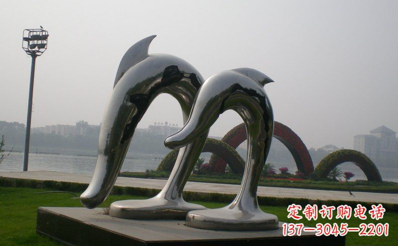 西安精美不锈钢海豚雕塑