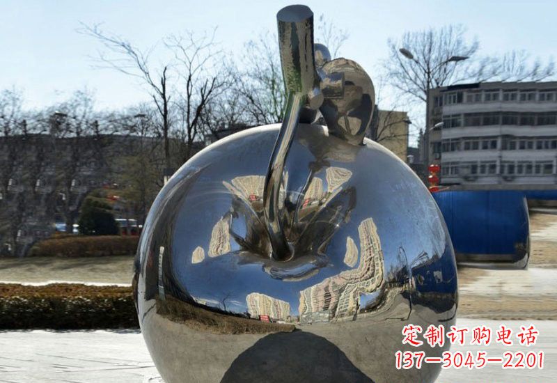 西安精致的不锈钢苹果雕塑