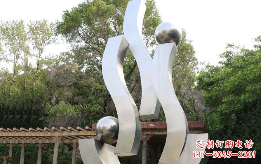 西安不锈钢飘带雕塑美化小区景观