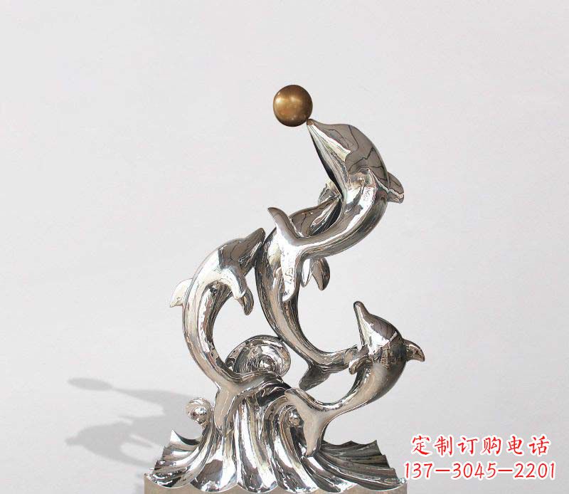 西安不锈钢动物海豚雕塑1