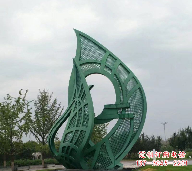 西安不锈钢公园大型镂空树叶雕塑