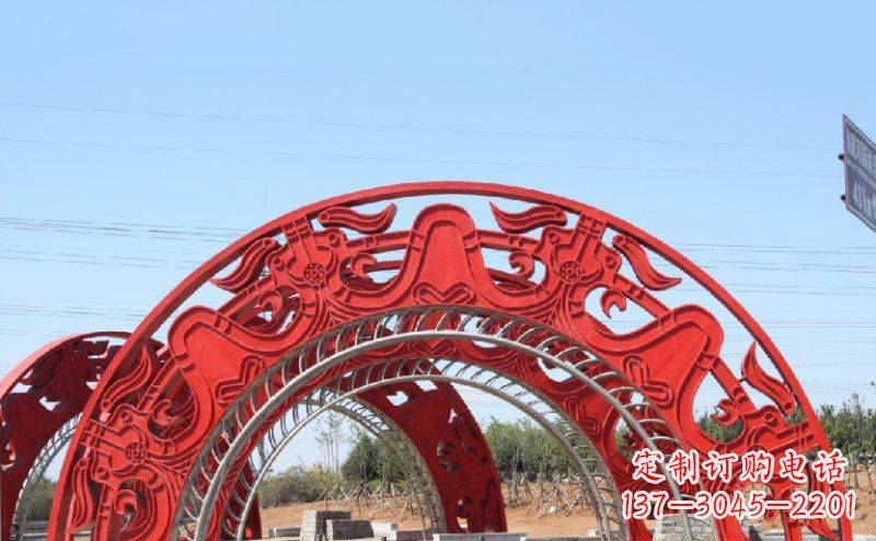 西安不锈钢拱门雕塑美丽的艺术精品