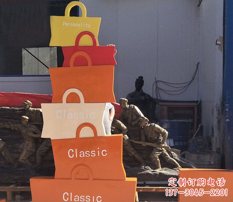 西安不锈钢购物袋雕塑2