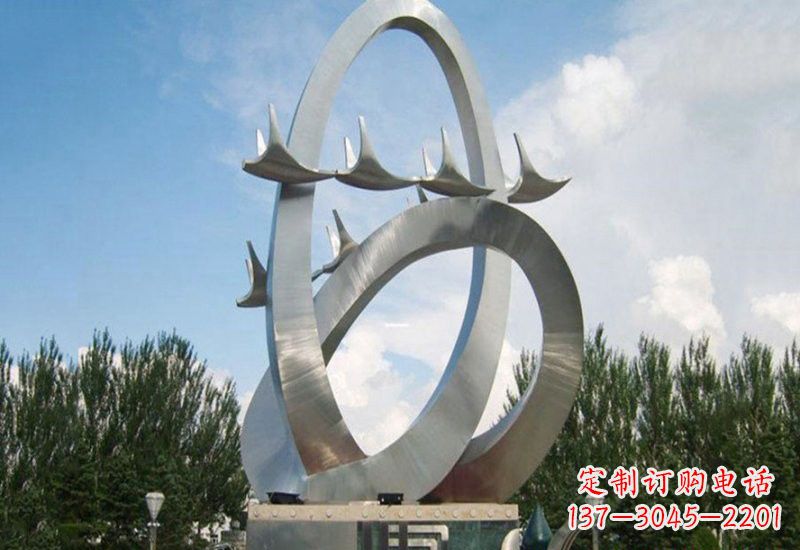 西安不锈钢广场抽象飞翔的天鹅雕塑