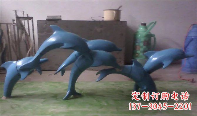 西安不锈钢海豚雕塑_1