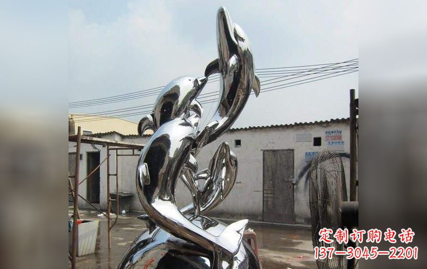 西安不锈钢海豚嬉戏雕塑