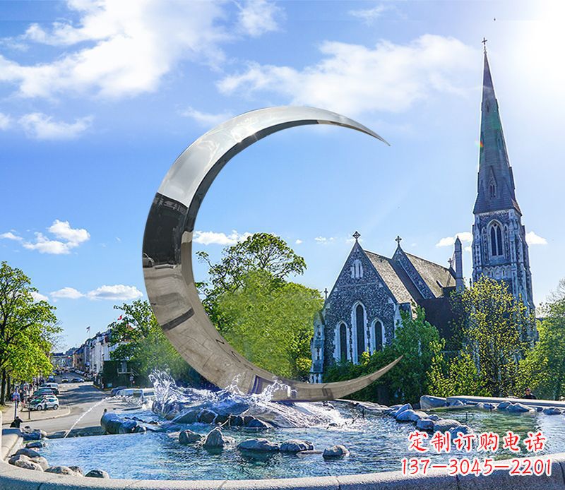 西安不锈钢景观月亮雕塑精美绝伦
