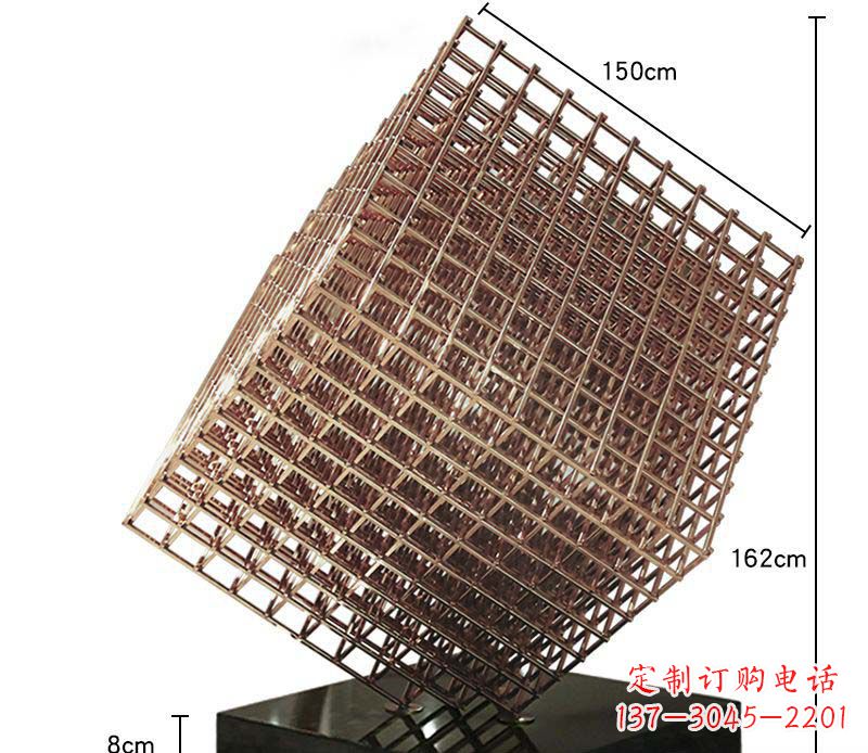 西安玫瑰金色几何雕塑