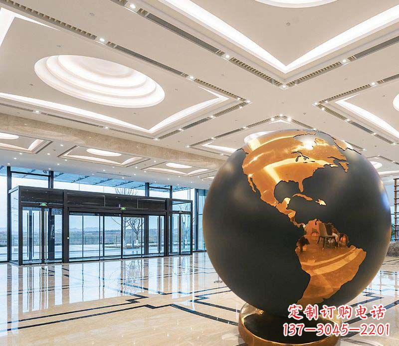 西安不锈钢商场美陈地球仪景观雕塑