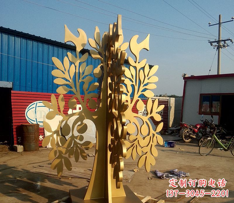 西安不锈钢树叶园林景观雕塑——美妙绝伦的艺术之作
