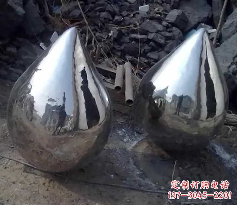 西安不锈钢水滴雕塑美丽绽放