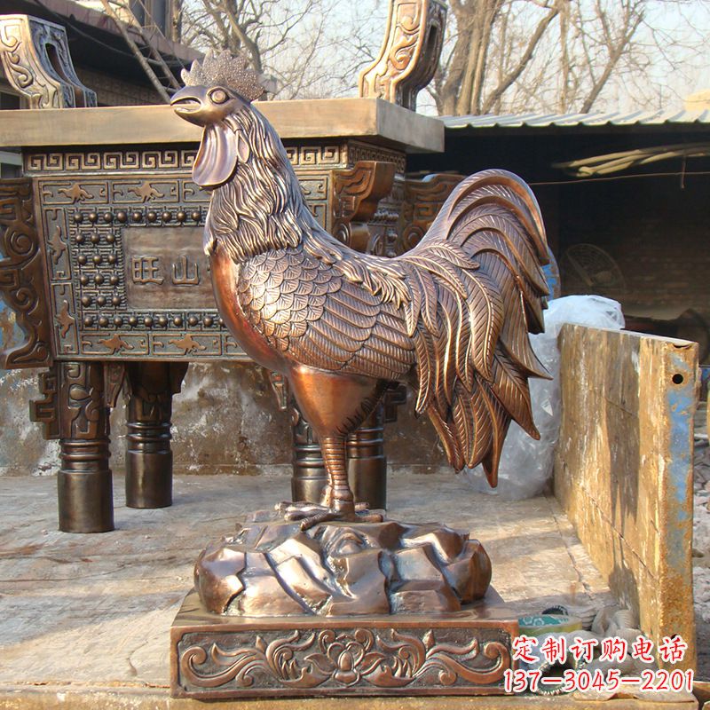 西安精美纯铜生肖鸡雕塑