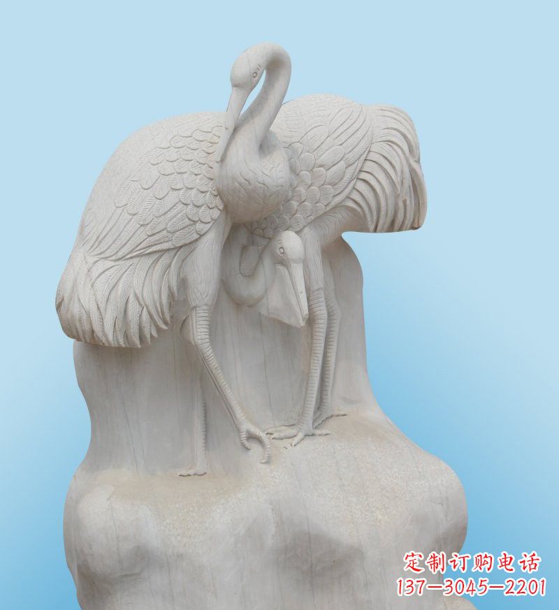 西安大理石制作的丹顶鹤雕塑