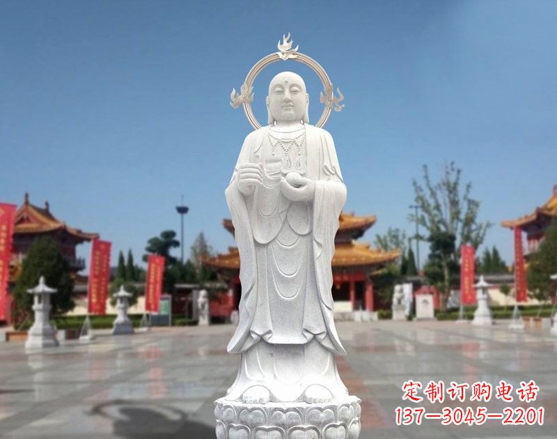 西安大理石地藏菩萨雕塑象征佛法的传承
