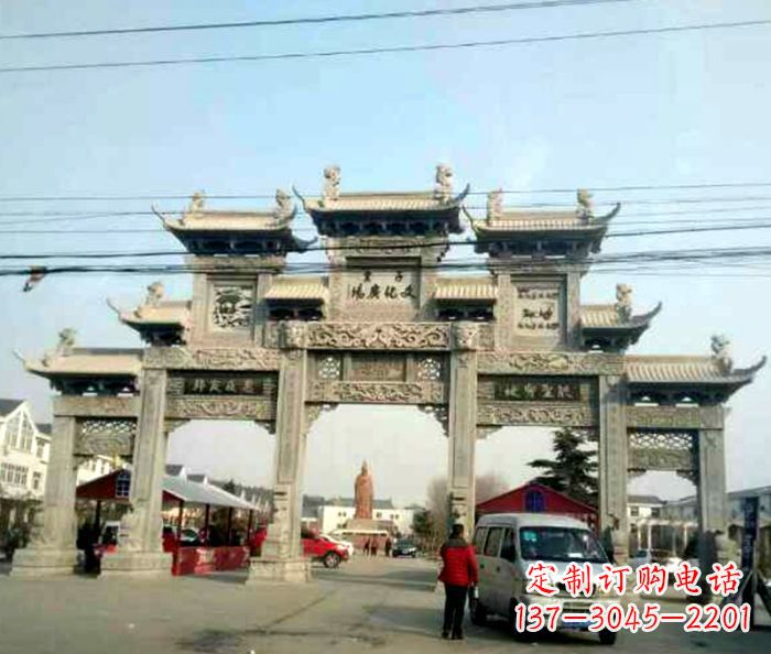 西安大型五门石雕牌坊 (3)