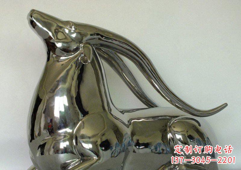 西安中领雕塑定制公园装饰不锈钢羚羊雕塑