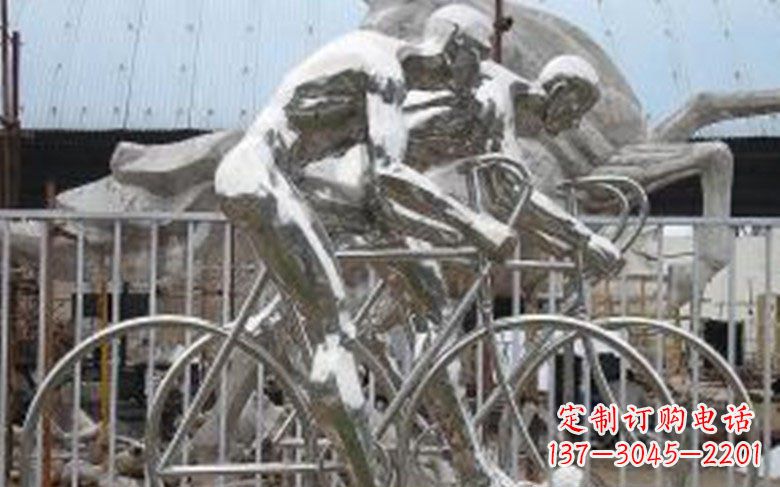 西安铸造不锈钢骑自行车景观雕塑