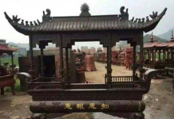 西安精美方形寺庙铜香炉雕塑