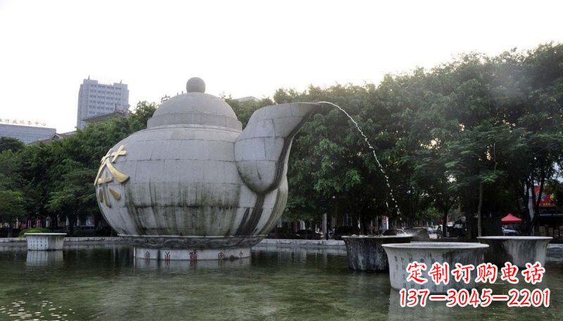 西安精致雕塑茶壶石雕