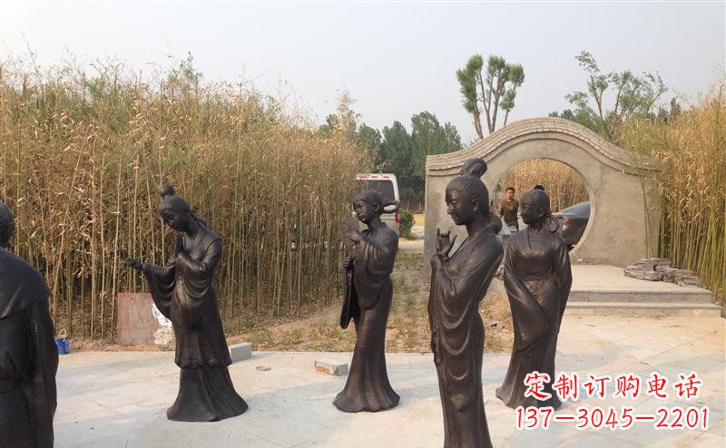 西安公园古代女人人物铜雕