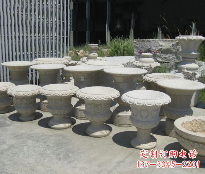 西安大理石花盆石雕艺术品
