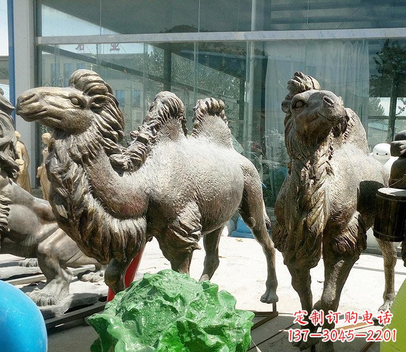 西安公园骆驼动物铜雕 (2)