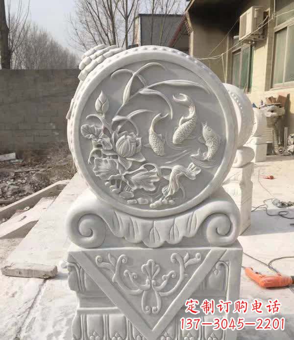 西安汉白玉石浮雕门墩
