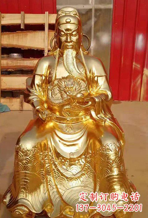 西安传承经典，漆金关公神像雕塑