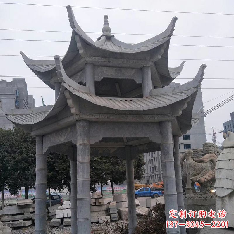 西安双层八角石雕凉亭