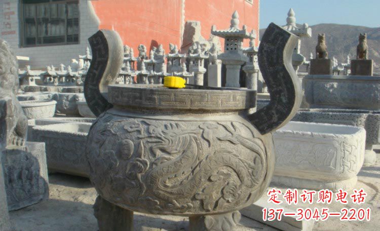 西安双龙戏珠浮雕香炉铜雕