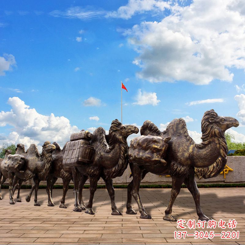 西安丝绸之路骆驼队仿铜景观雕塑