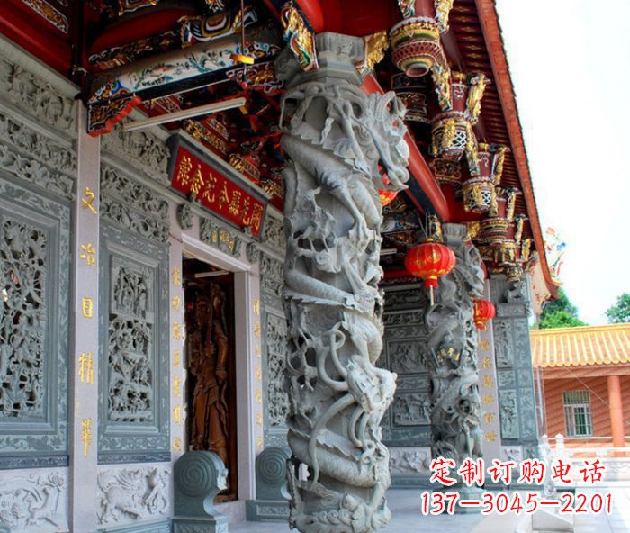 西安寺庙景观龙柱石雕