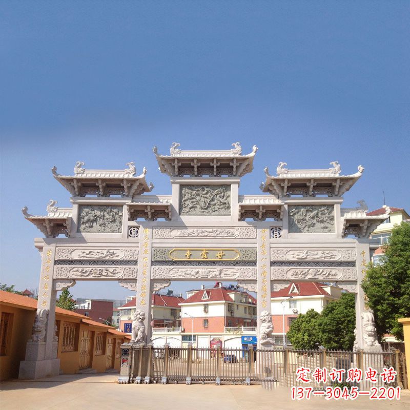 西安寺院大门石雕牌楼