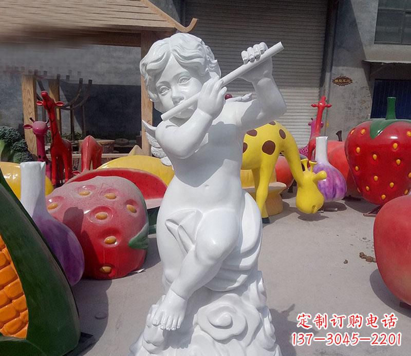 西安天使吹笛人物石雕