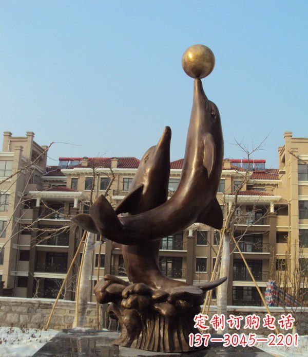 西安铜雕海豚雕塑 (2)