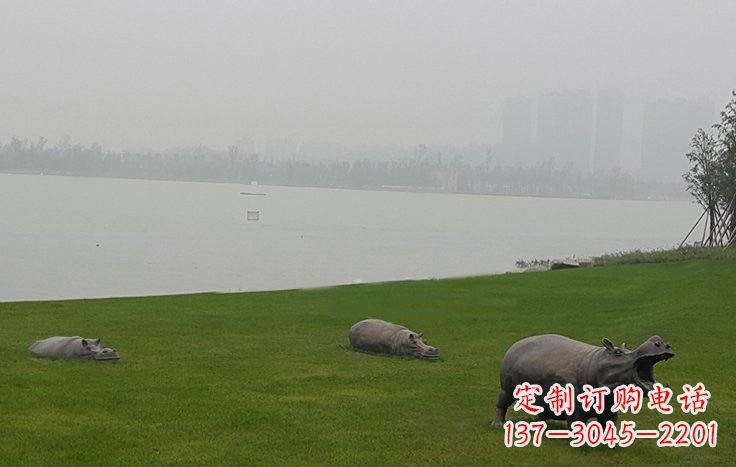 西安铜雕河马公园动物雕塑