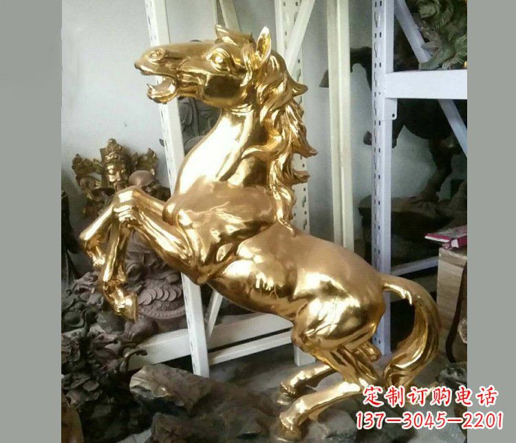 西安铜雕商场招财动物马雕塑 (2)