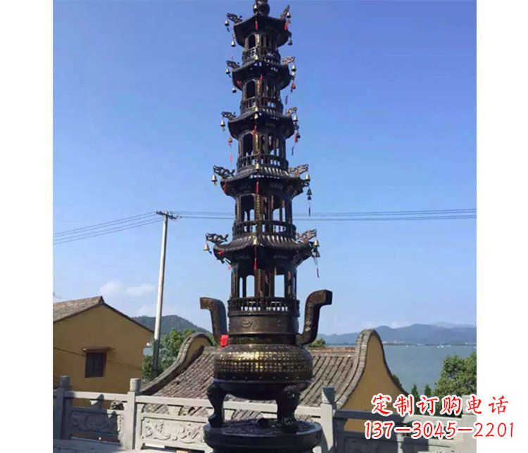 西安铜雕寺庙大型多层香炉