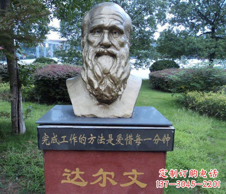 西安铜雕校园达尔文肖像雕塑