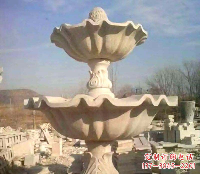 西安晚霞红大型喷泉石雕