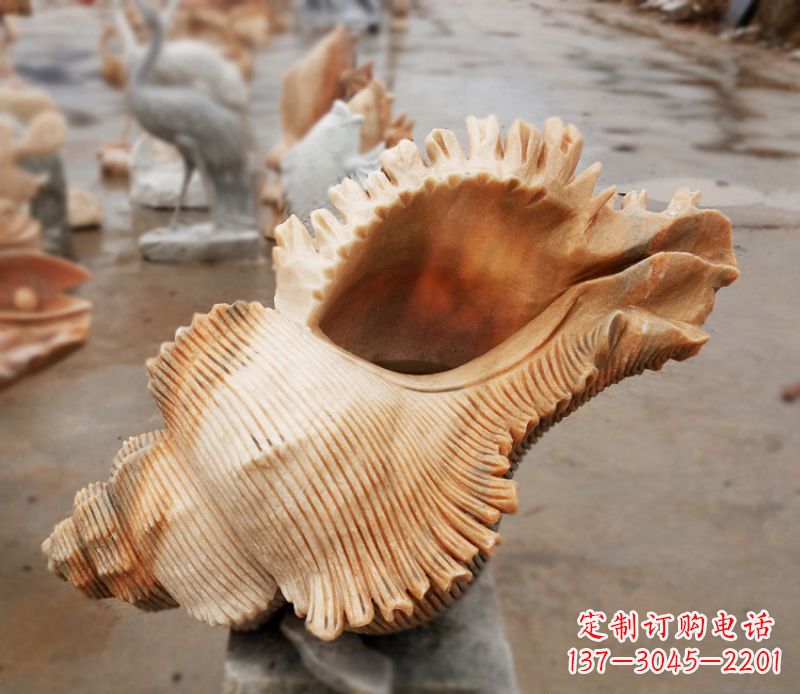 西安晚霞红海螺石雕广场景观雕塑